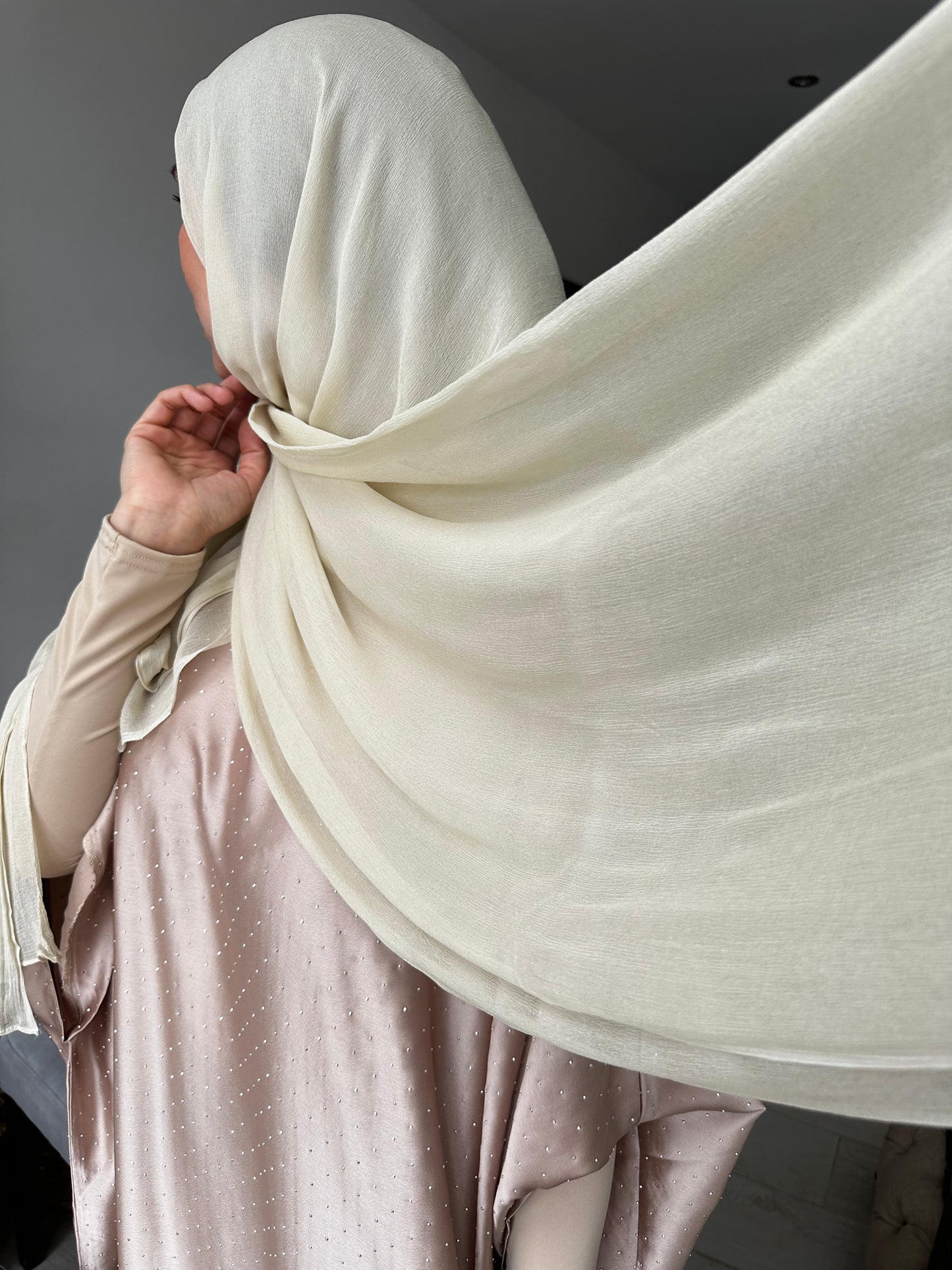 Pale yellow silk chiffon scarf