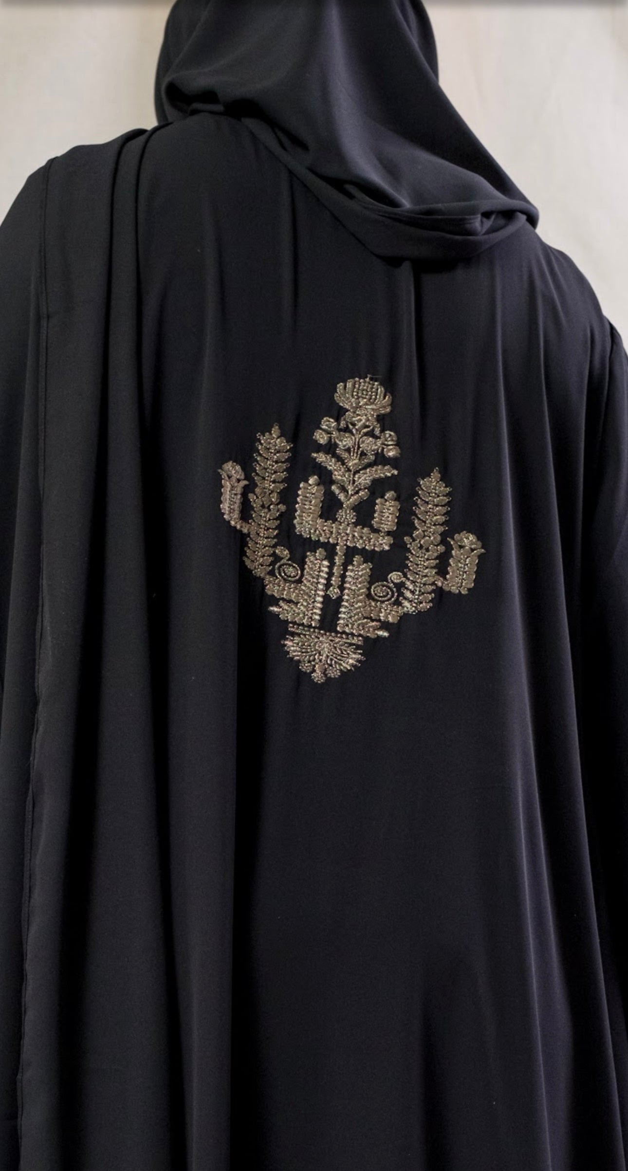 Black embroidered abaya