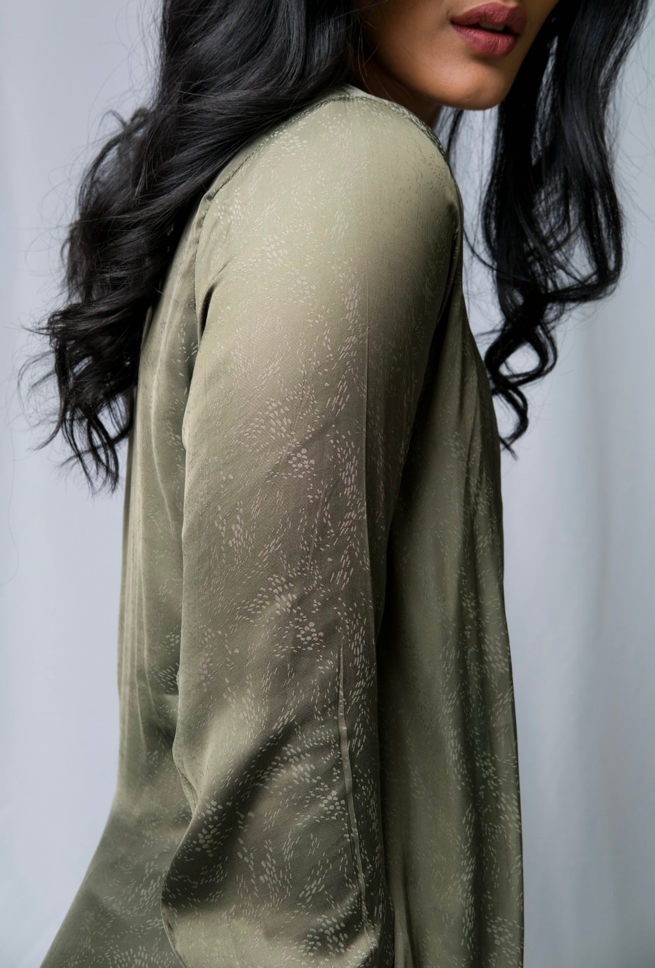 Khaki Green Open Abaya