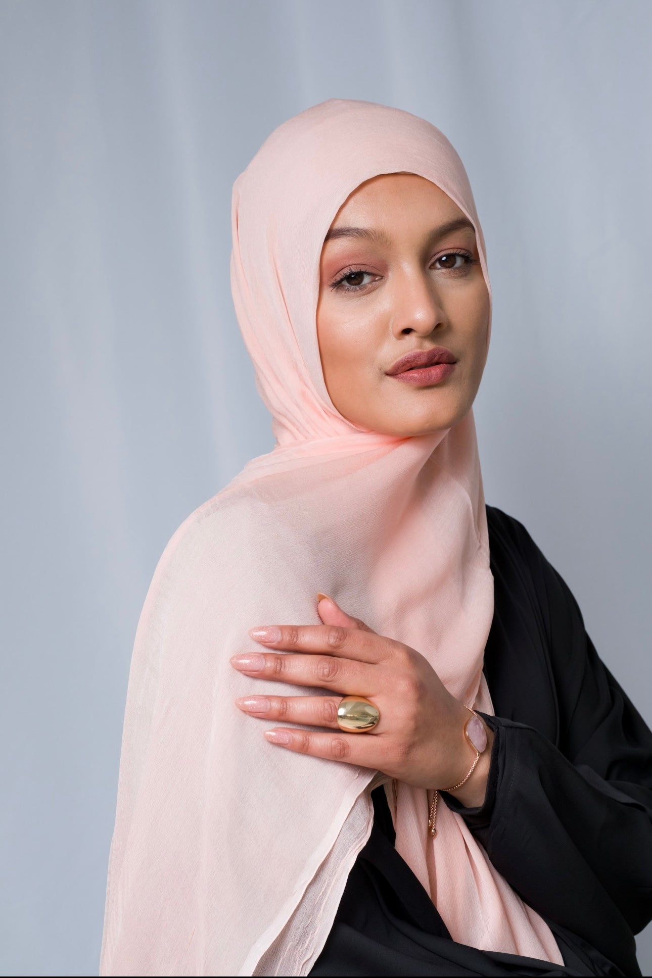 Soft Peach Silk Chiffon Scarf