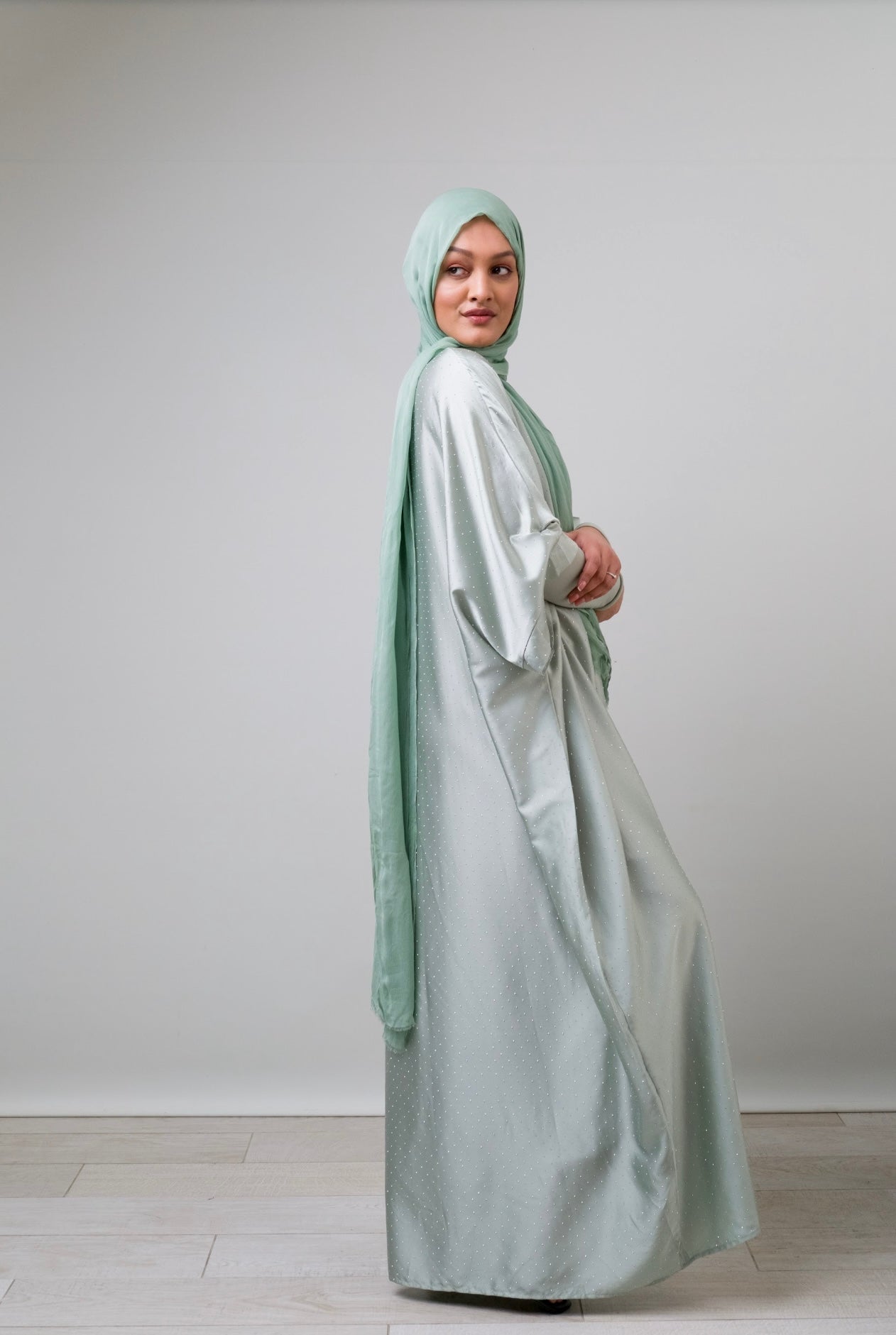 Mint stone embellished kaftan