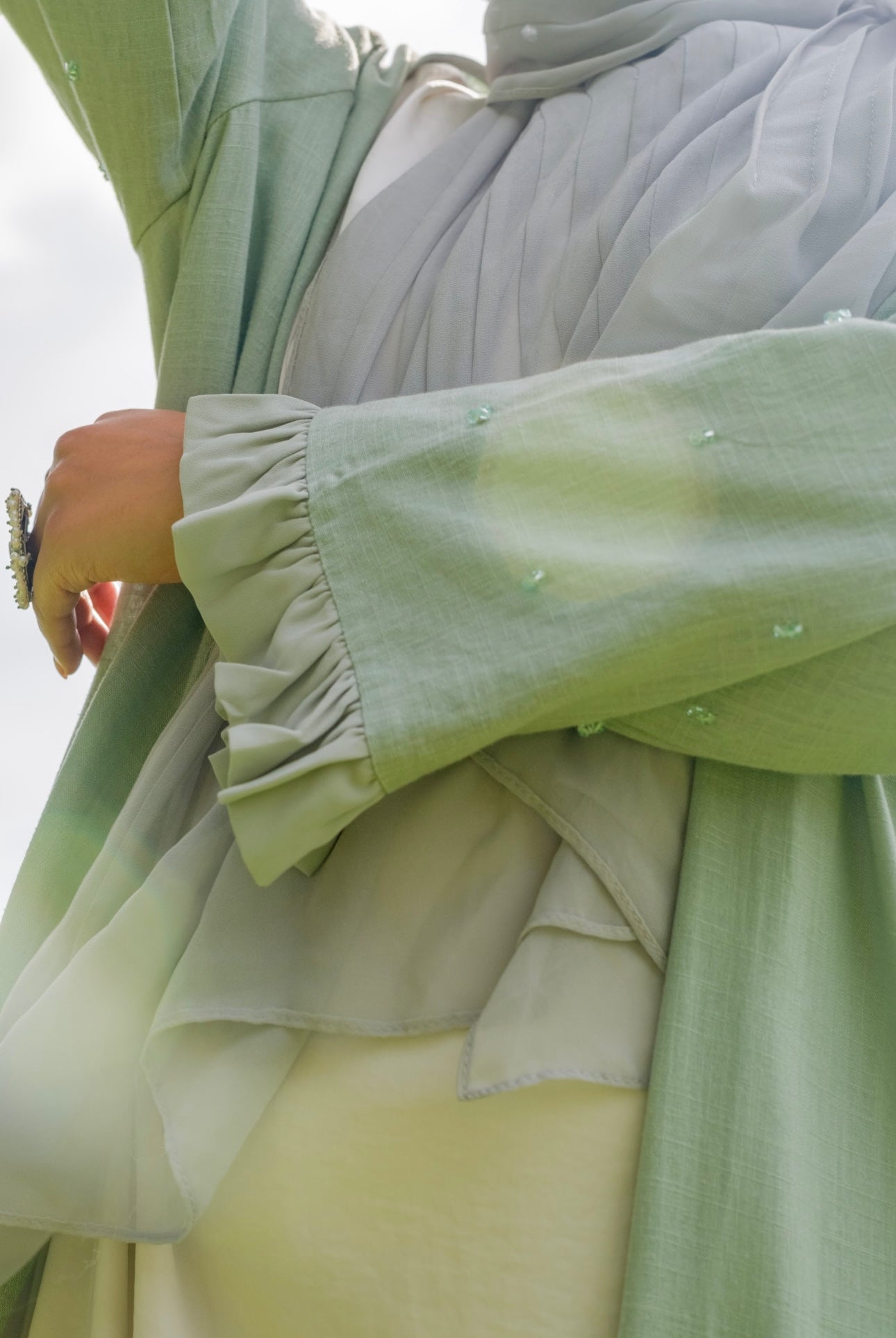 Mint Open Abaya