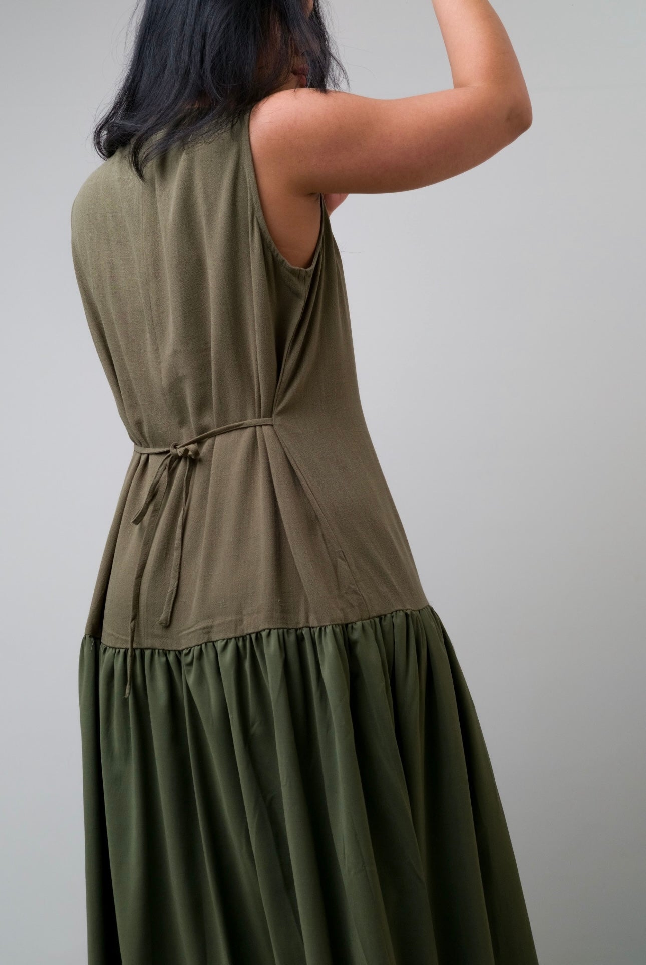 Khaki green sleeveless slip