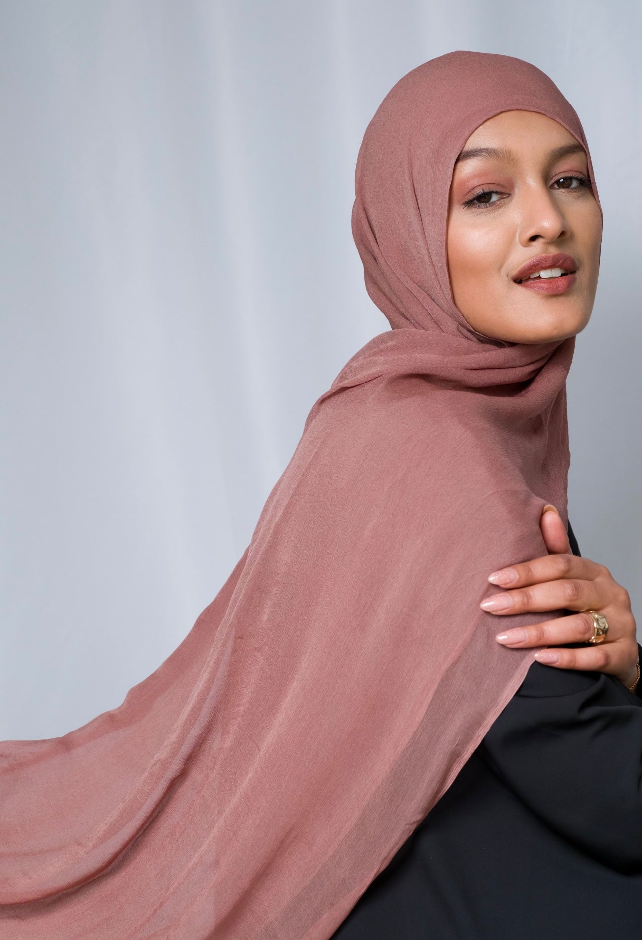 Turkish Rose Pink Silk Chiffon Scarf