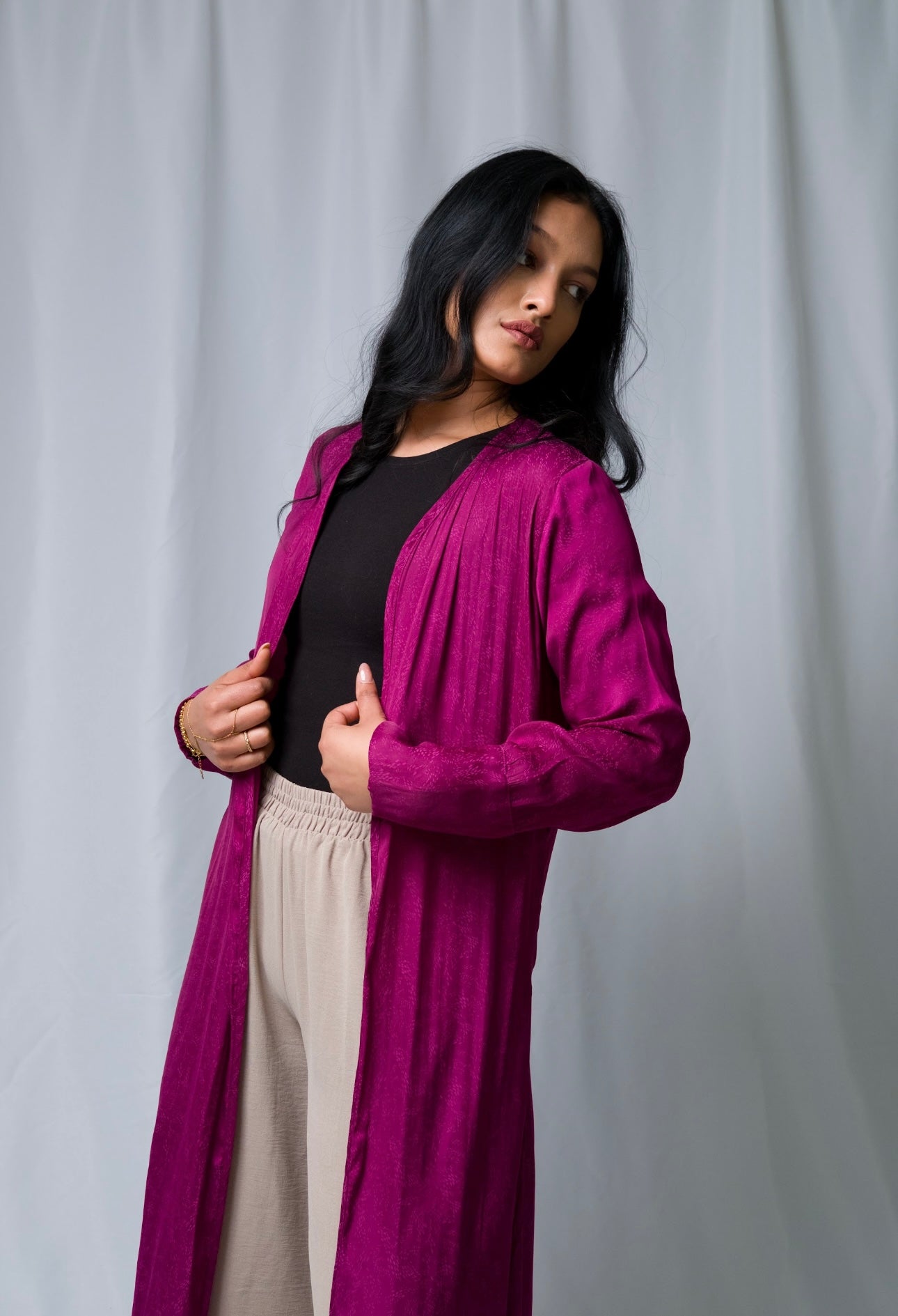 Plum Open Abaya