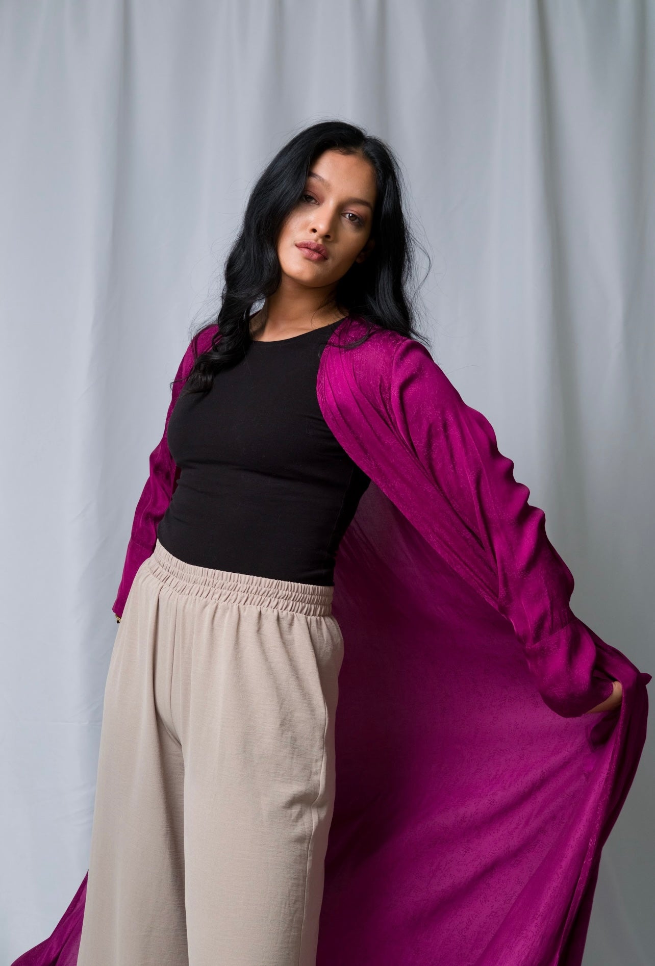 Plum Open Abaya