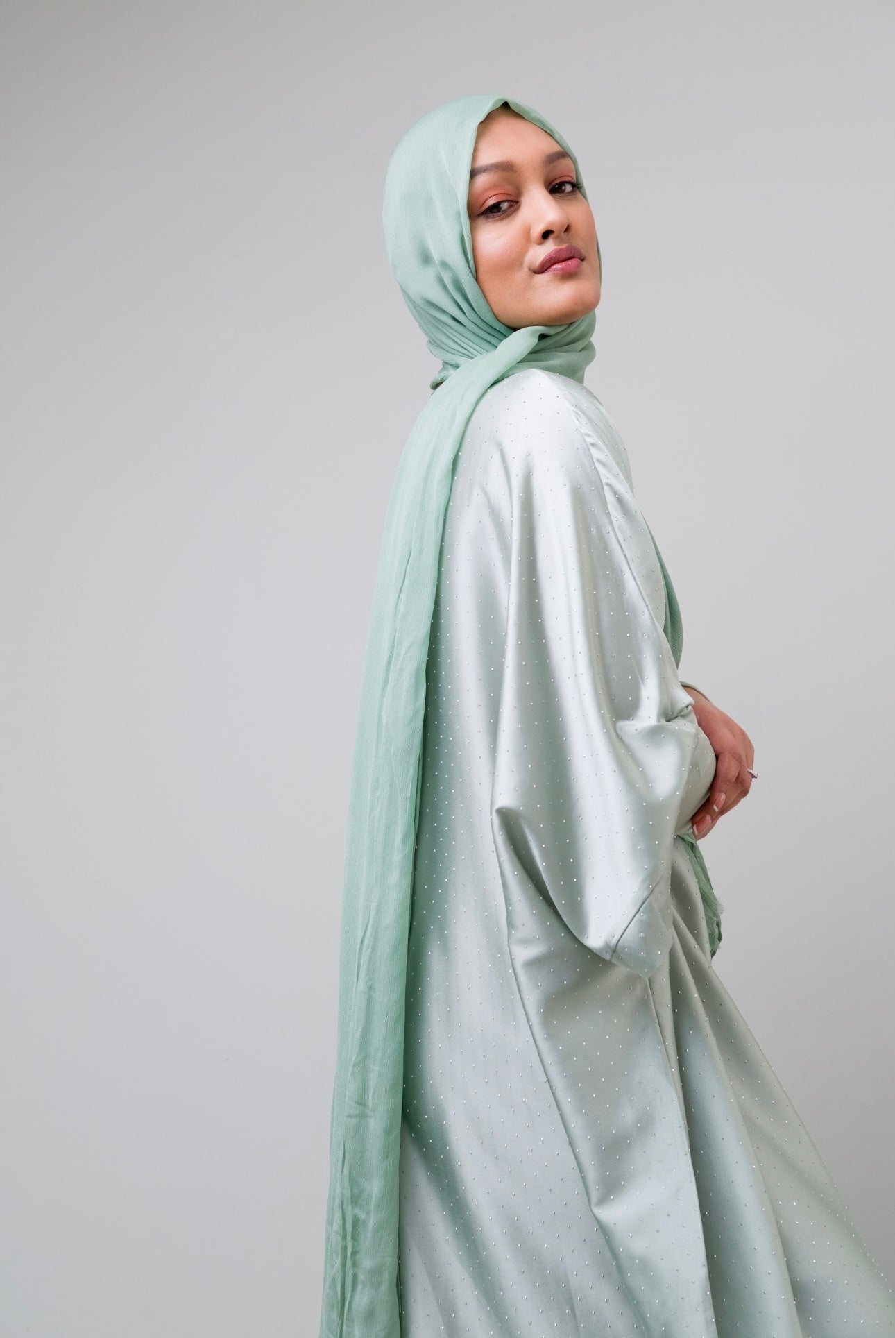 Mint stone embellished kaftan