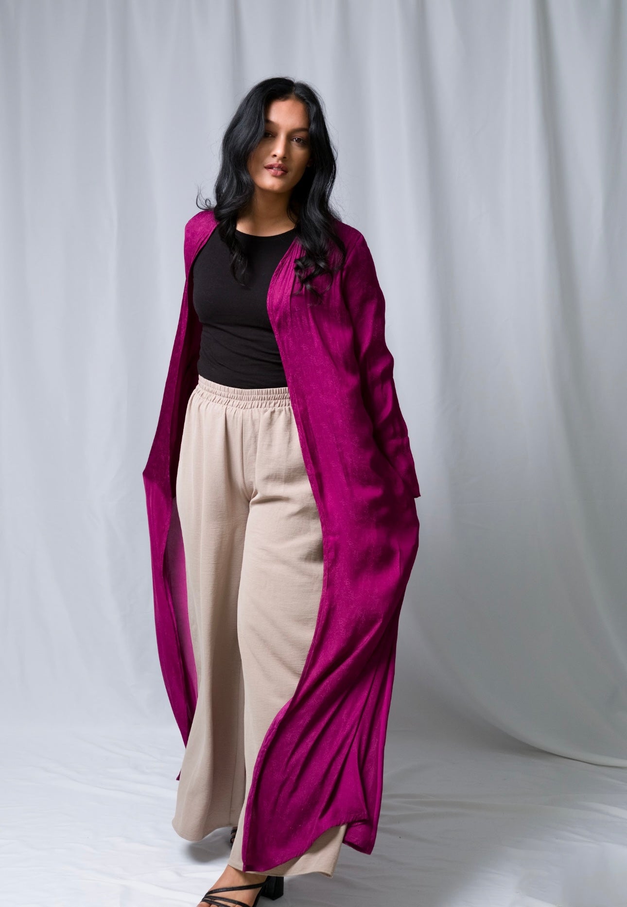 Plum Open Abaya