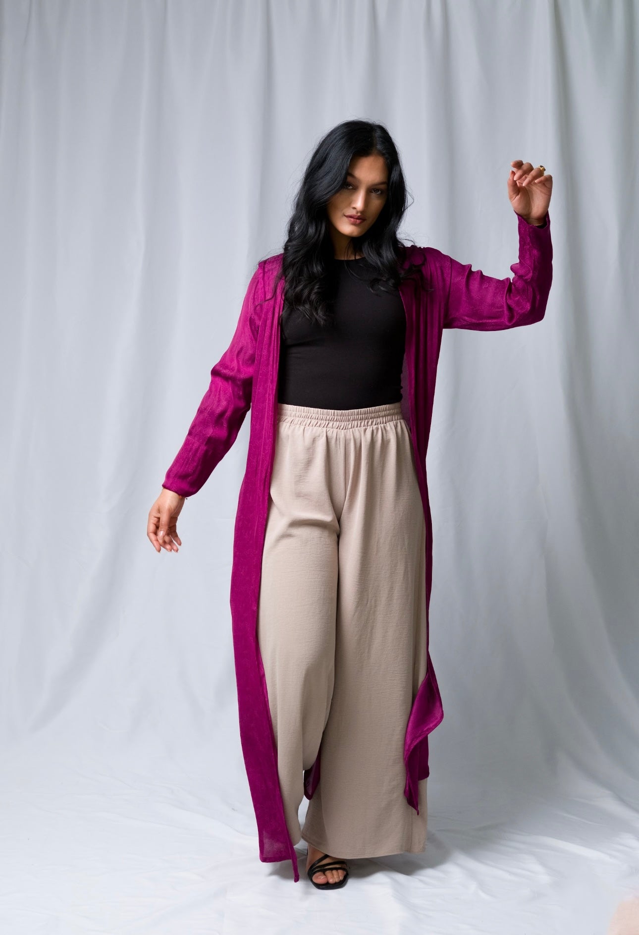 Plum Open Abaya