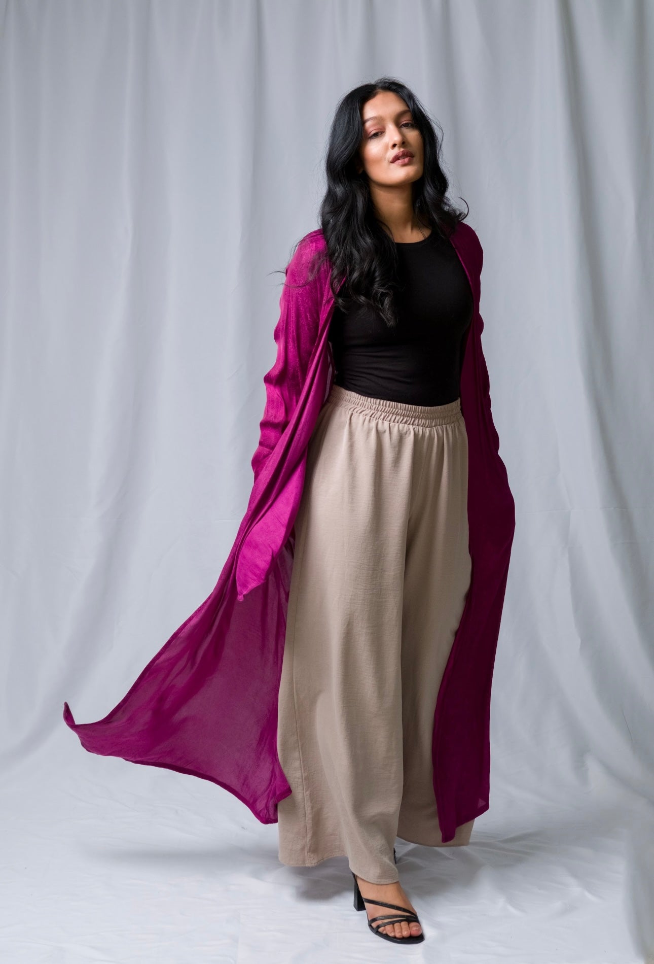 Plum Open Abaya