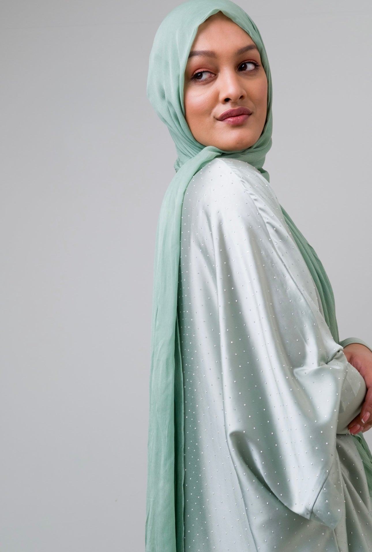 Mint stone embellished kaftan