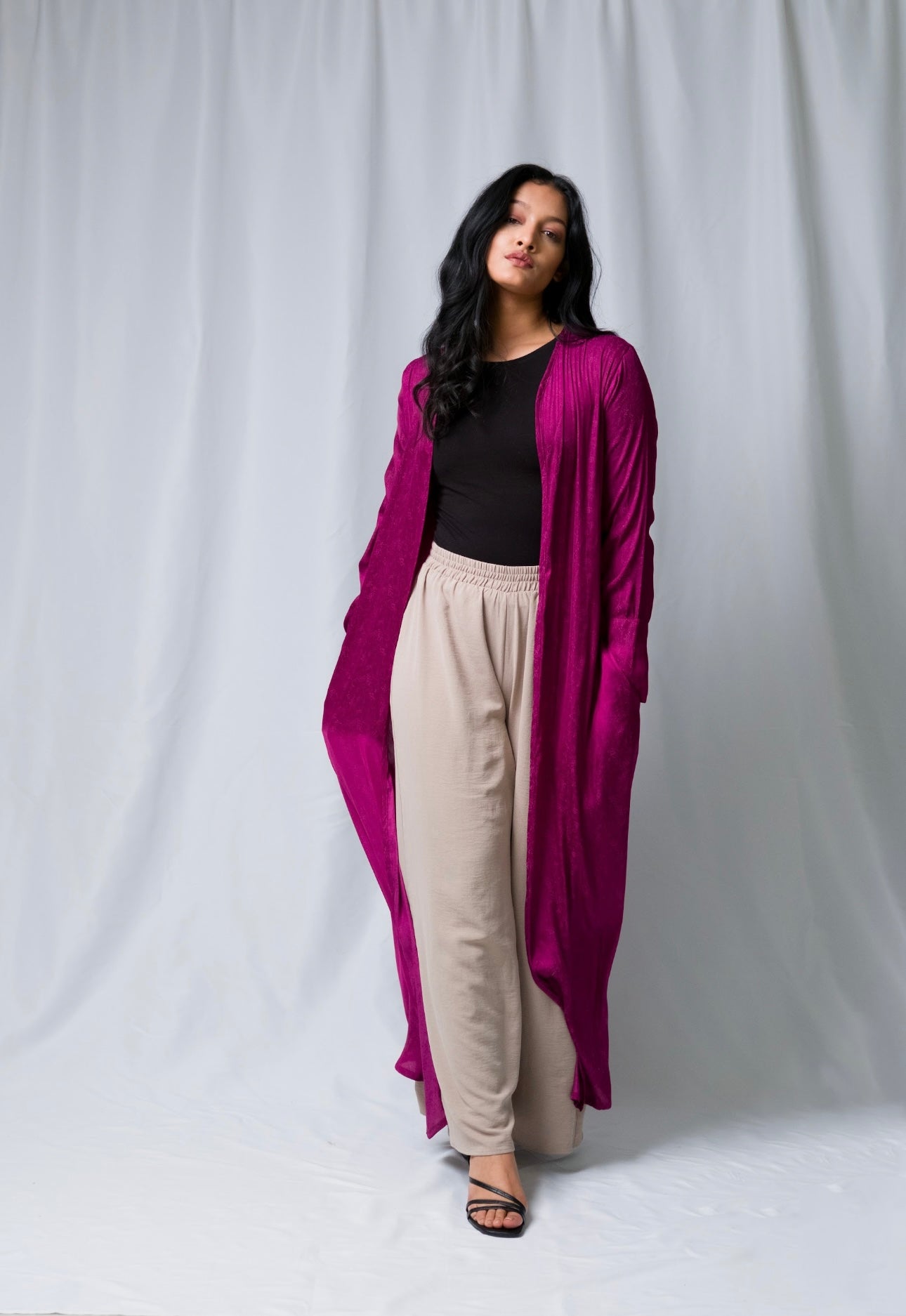 Plum Open Abaya