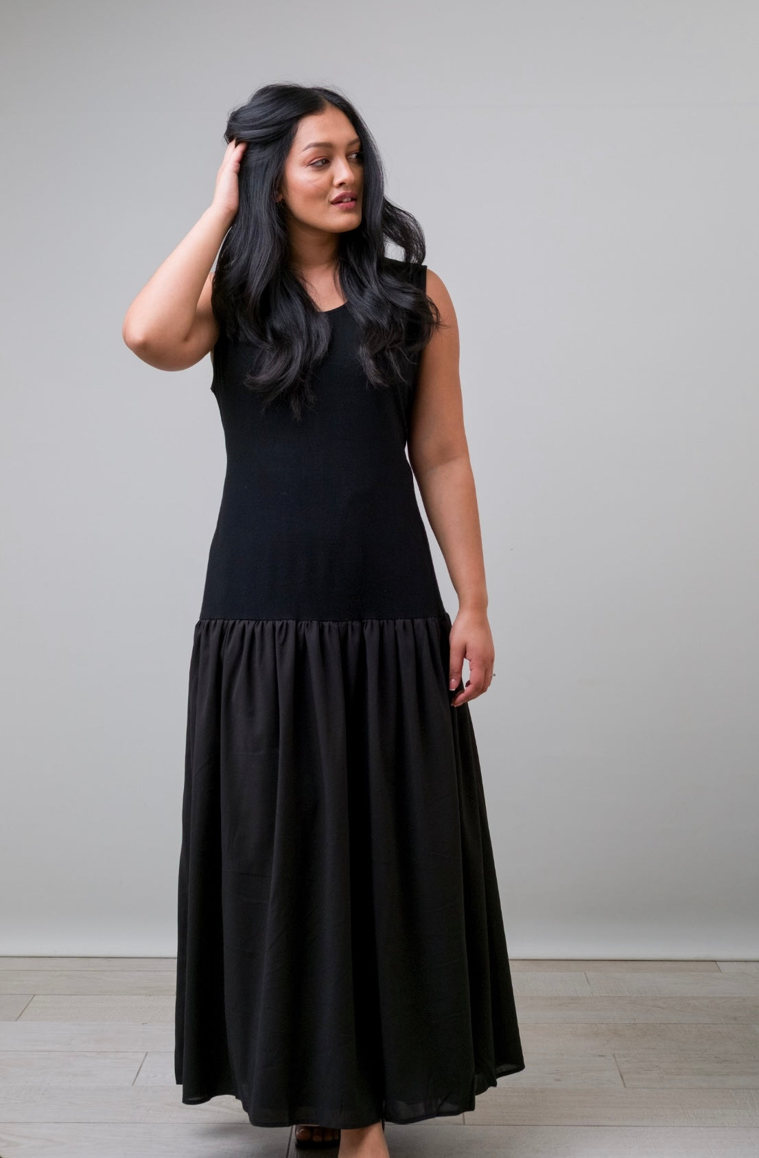 Black sleeveless slip