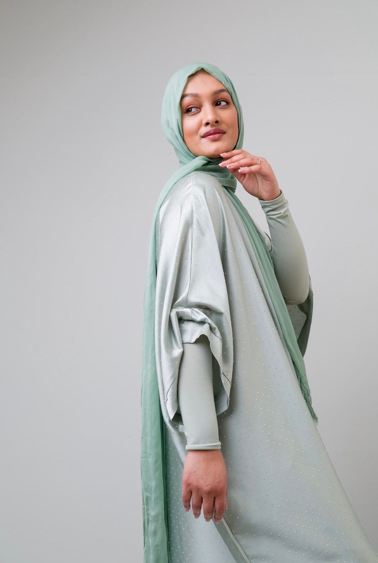 Mint stone embellished kaftan