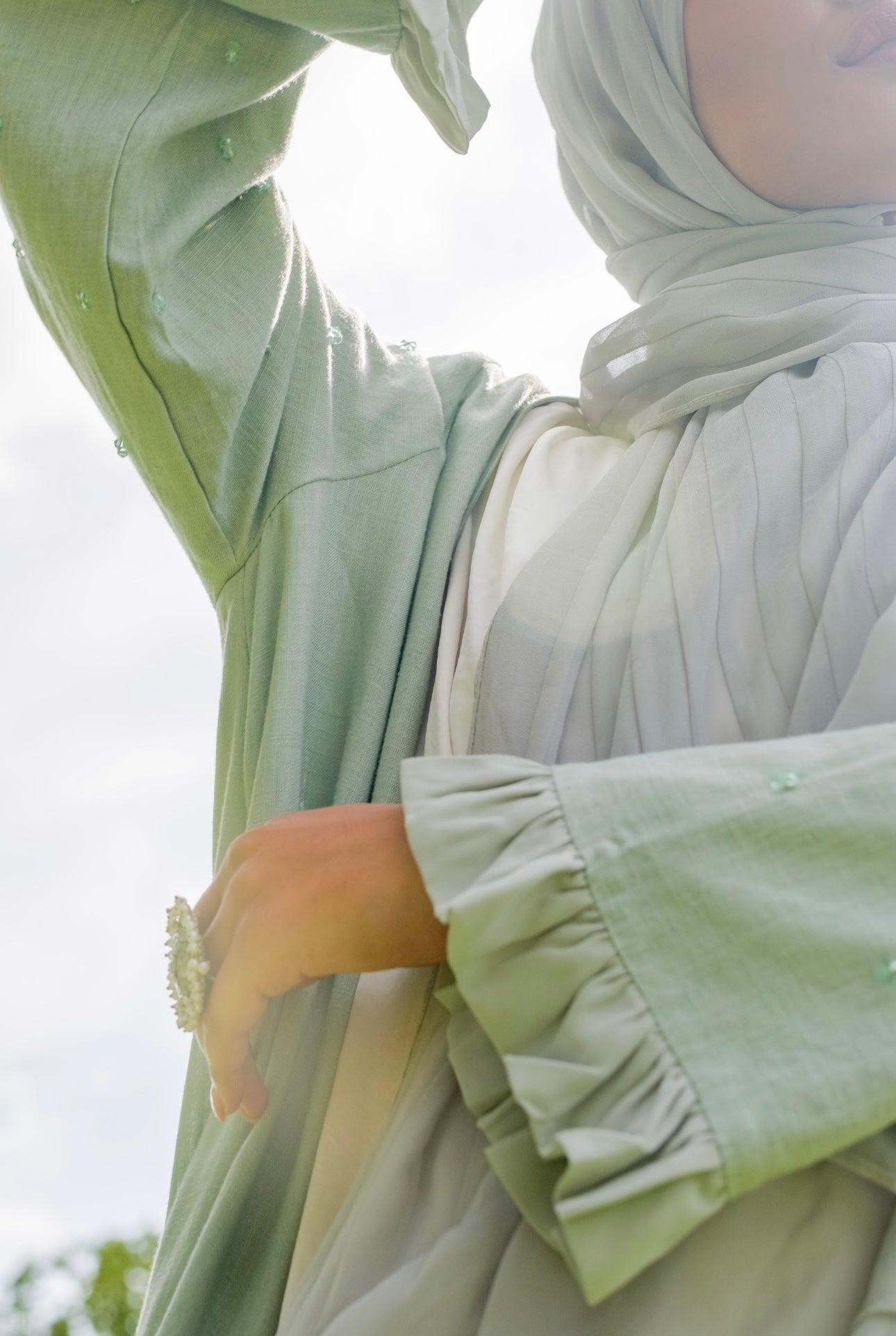 Mint Open Abaya