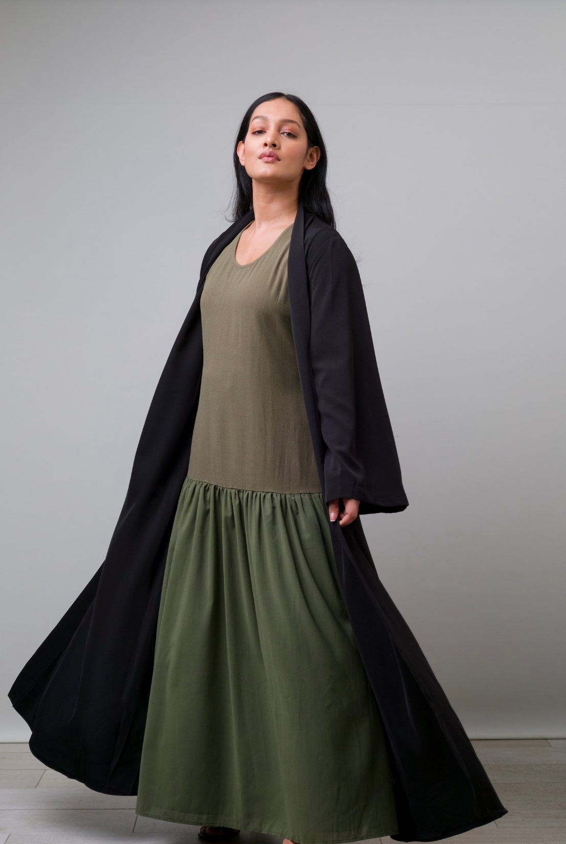 Khaki green sleeveless slip