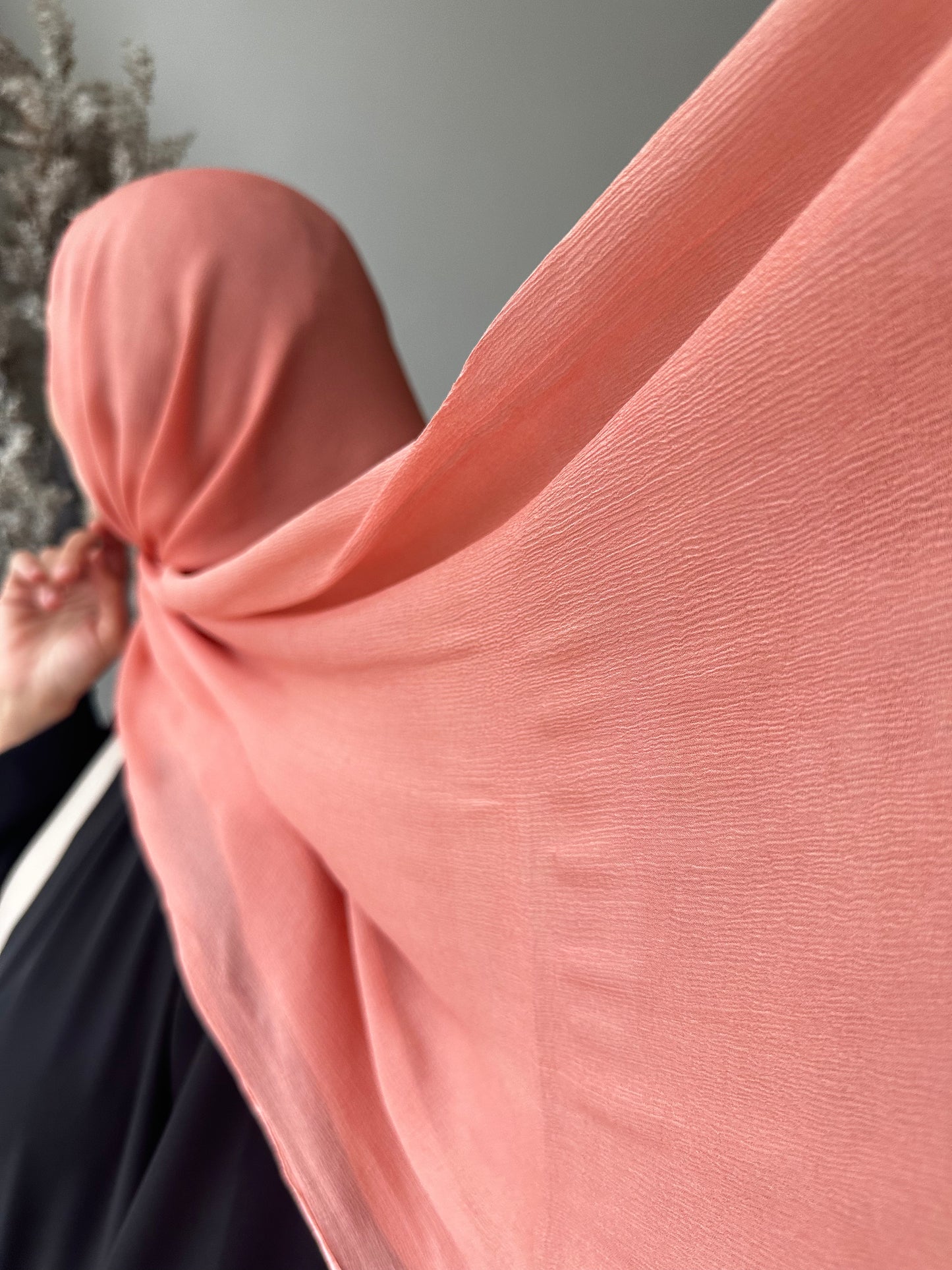 Coral Peach silk chiffon scarf