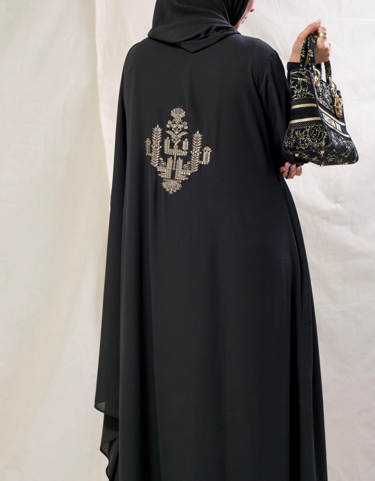 Black embroidered abaya