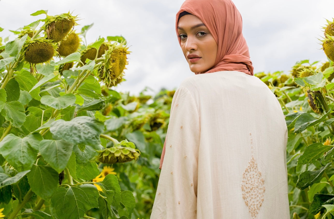 Cream Open Abaya