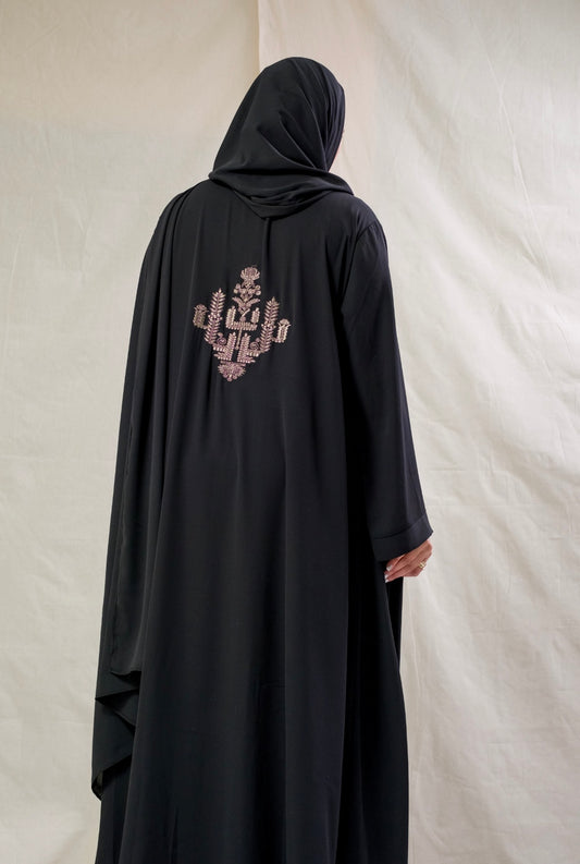 Black embroidered abaya