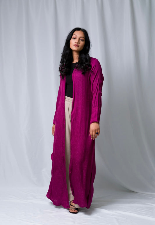 Plum Open Abaya